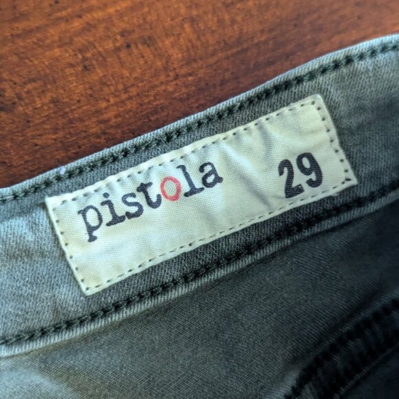 Pistola Anthropologie Womens Sz 29 Military Green Moto Jeans Skinny Biker Ribbed - Picture 4 of 5